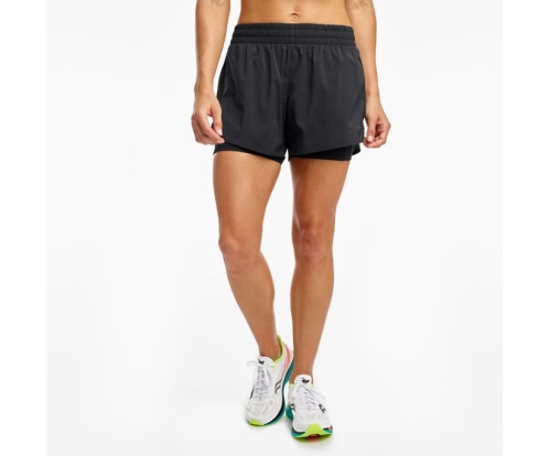 Tenis Saucony Rerun 4" 2-1 Short Mujer Pantalones cortos Ropa Negras México MX-127-OX